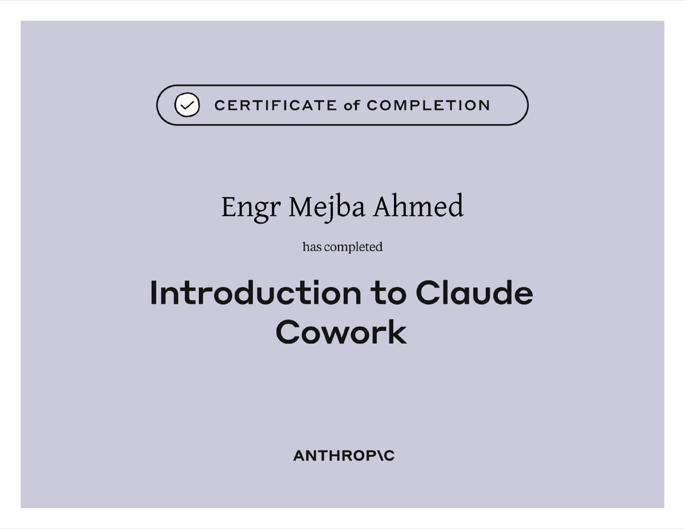 Anthropic certificate: Introduction to Claude Cowork