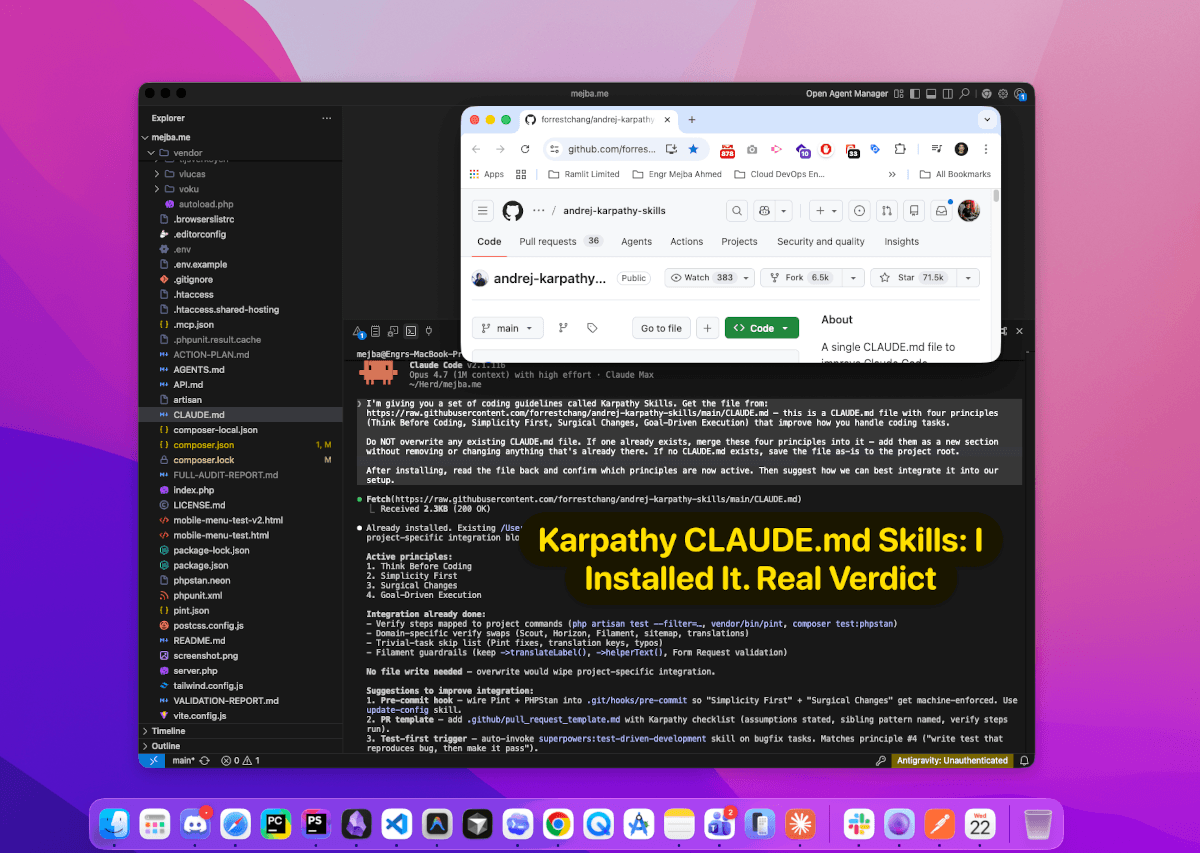 Karpathy CLAUDE.md Skills: I Installed It. Real Verdict