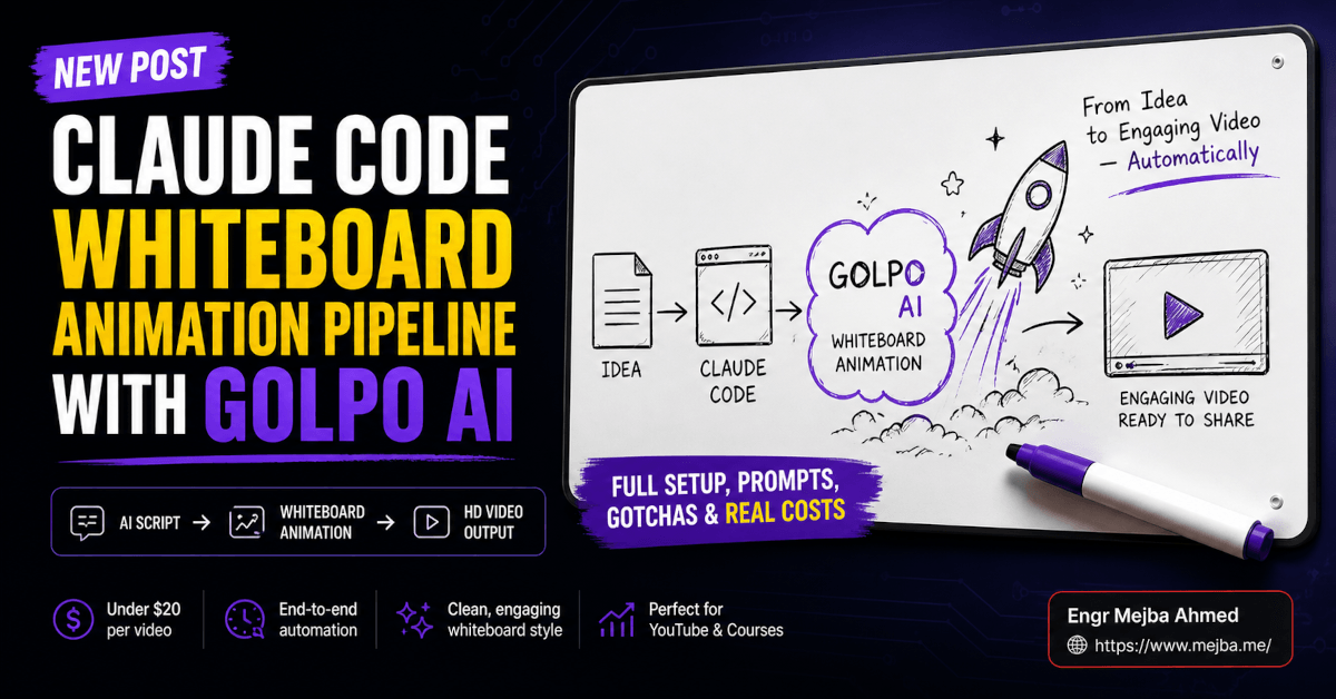 Claude Code whiteboard animation pipeline met Golpo AI