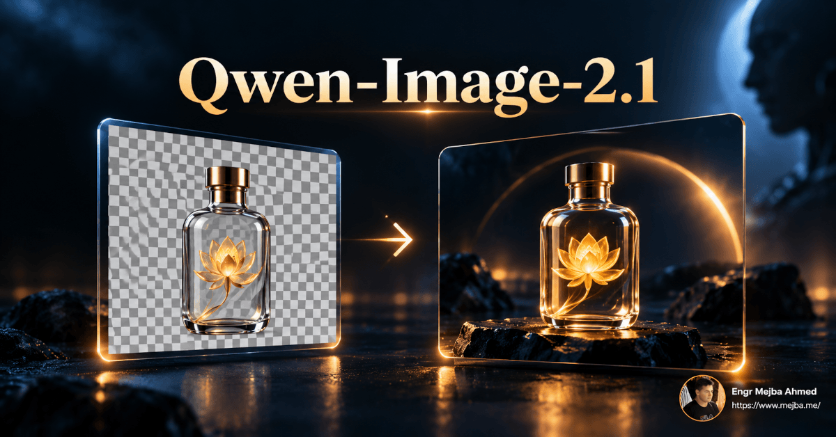 Qwen-Image-2.1 native RGBA image generation showing transparent-background output composited into a finished visual design.
