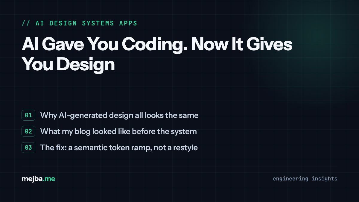 AI Gave You Coding. Now It Gives You Design - overview of why ai-generated design all looks the same, what my blog looked like before the system
