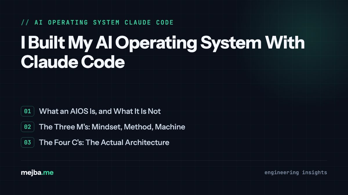 I Built My AI Operating System With Claude Code - overview of what an aios is, and what it is not, the three m's: mindset, method, machine