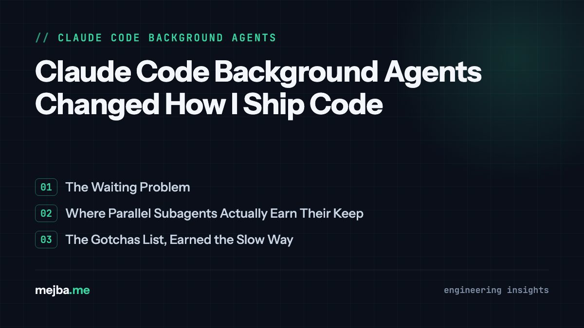 Claude Code Background Agents Changed How I Ship Code - overview of the waiting problem, where parallel subagents actually earn their keep