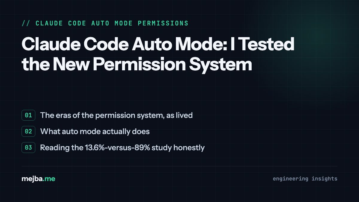 Claude Code Auto Mode: I Tested the New Permission System - overview of the eras of the permission system, as lived, what auto mode actually does