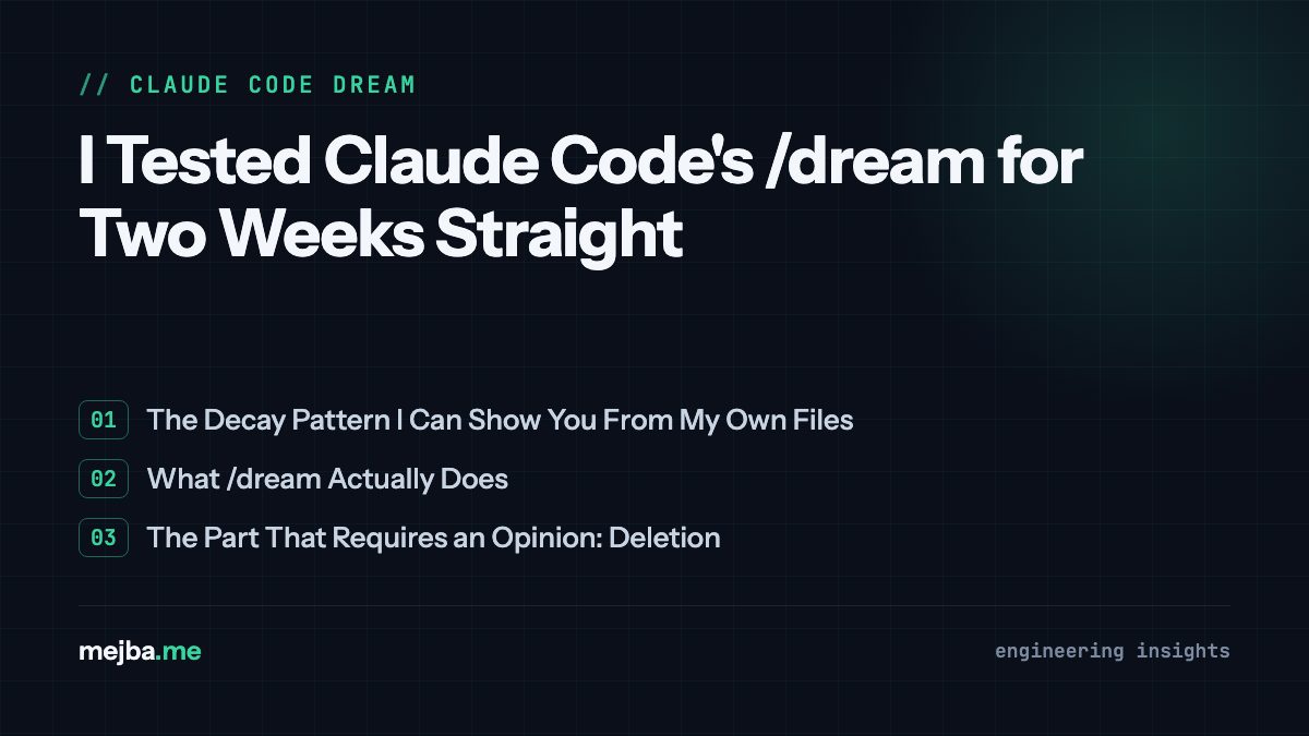 I Tested Claude Code's /dream for Two Weeks Straight - overview of the decay pattern i can show you from my own files, what /dream actually does