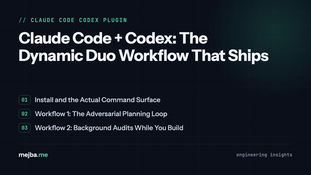 Claude Code + Codex: The Dynamic Duo Workflow That Ships - overview of install and the actual command surface, workflow 1: the adversarial planning loop
