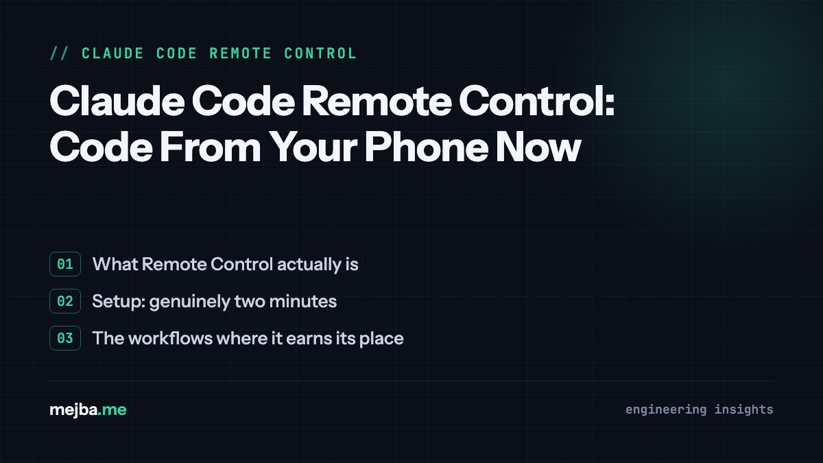 Claude Code Remote Control: Code From Your Phone Now - overview of what remote control actually is, setup: genuinely two minutes