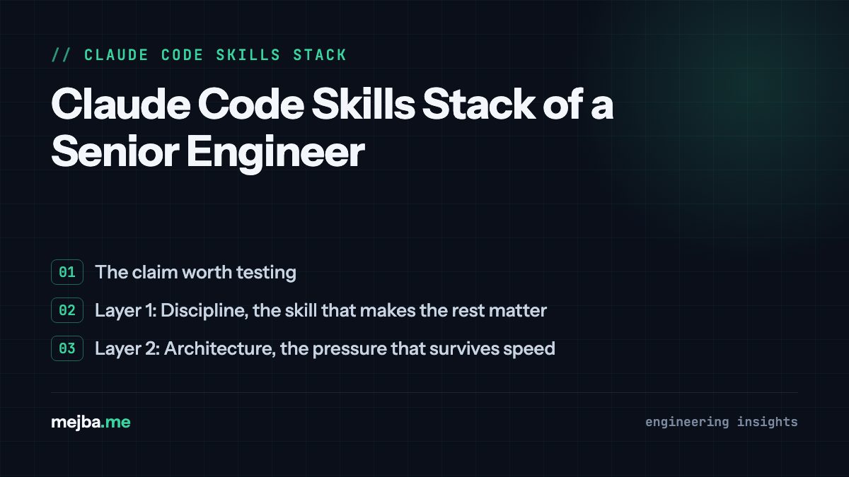 Claude Code Skills Stack of a Senior Engineer - overview of the claim worth testing, layer 1: discipline, the skill that makes the rest matter