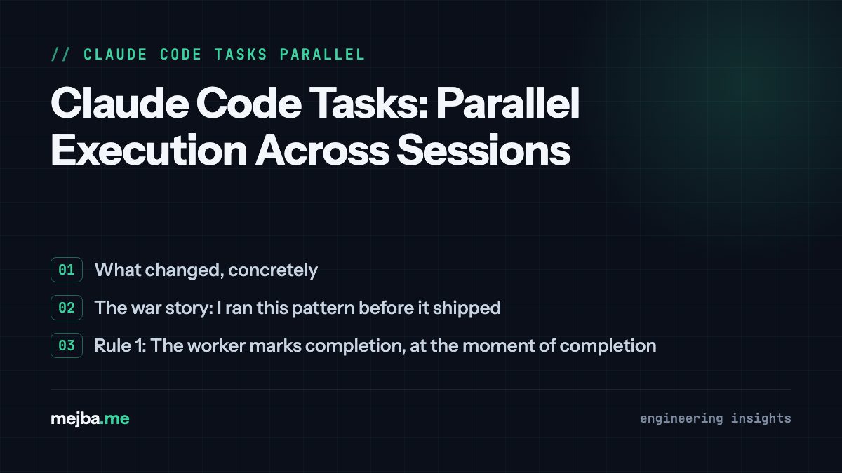 Claude Code Tasks: Parallel Execution Across Sessions - overview of what changed, concretely, the war story: i ran this pattern before it shipped