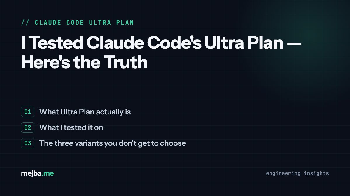 I Tested Claude Code's Ultra Plan — Here's the Truth - overview of what ultra plan actually is, what i tested it on