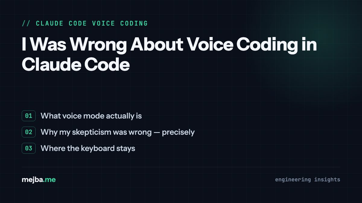 I Was Wrong About Voice Coding in Claude Code - overview of what voice mode actually is, why my skepticism was wrong — precisely