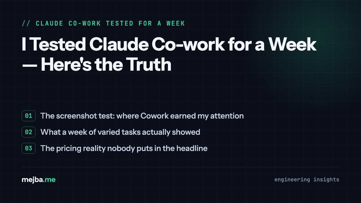 I Tested Claude Co-work for a Week — Here's the Truth - overview of the screenshot test: where cowork earned my attention, what a week of varied tasks actually showed