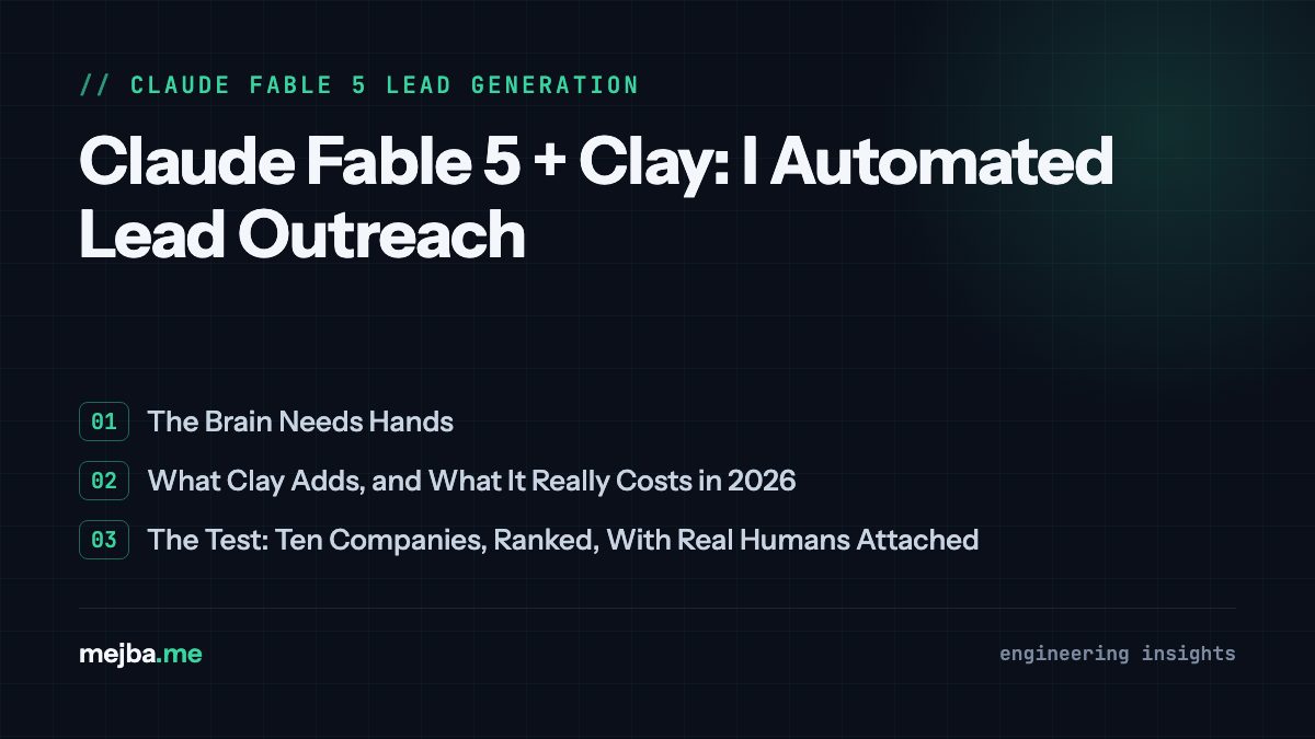 Claude Fable 5 + Clay: I Automated Lead Outreach - overview of the brain needs hands, what clay adds, and what it really costs in 2026