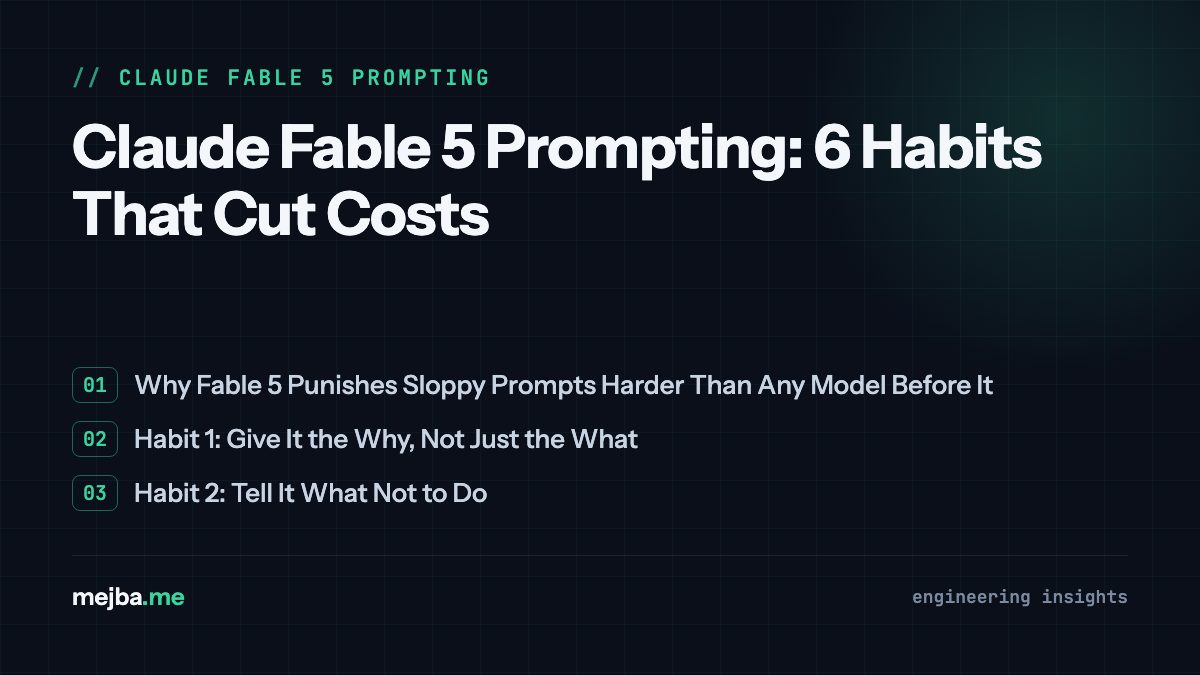 Claude Fable 5 Prompting: 6 Habits That Cut Costs - overview of why fable 5 punishes sloppy prompts harder than any model before it, habit 1: give it the why, not just the what