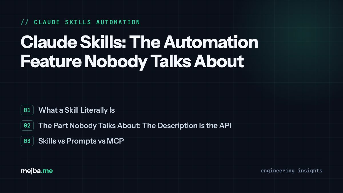 Claude Skills: The Automation Feature Nobody Talks About - overview of what a skill literally is, the part nobody talks about: the description is the api