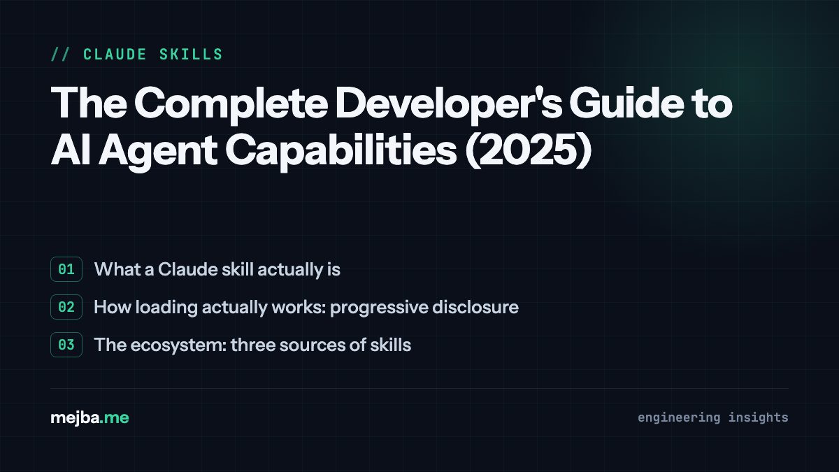 The Complete Developer's Guide to AI Agent Capabilities (2025) - overview of what a claude skill actually is, how loading actually works: progressive disclosure