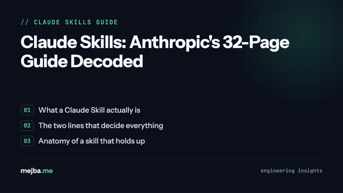 Claude Skills: Anthropic's 32-Page Guide Decoded - overview of what a claude skill actually is, the two lines that decide everything
