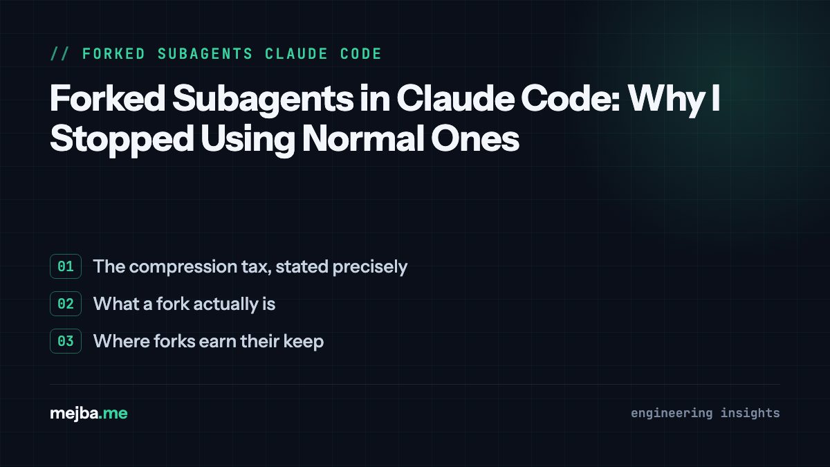 Forked Subagents in Claude Code: Why I Stopped Using Normal Ones - overview of the compression tax, stated precisely, what a fork actually is