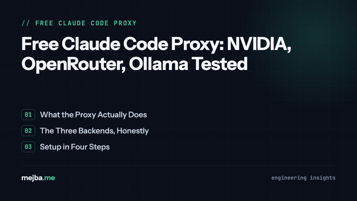 Free Claude Code Proxy: NVIDIA, OpenRouter, Ollama Tested - overview of what the proxy actually does, the three backends, honestly