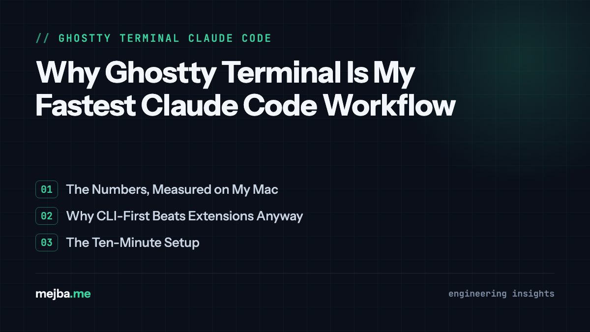 Why Ghostty Terminal Is My Fastest Claude Code Workflow - overview of the numbers, measured on my mac, why cli-first beats extensions anyway