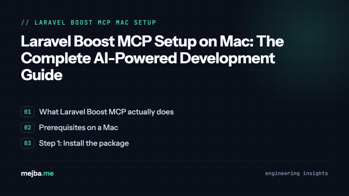 Laravel Boost MCP Setup on Mac: The Complete AI-Powered Development Guide - overview of what laravel boost mcp actually does, prerequisites on a mac