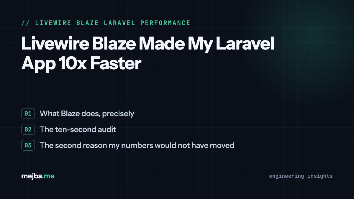 Livewire Blaze Made My Laravel App 10x Faster - overview of what blaze does, precisely, the ten-second audit