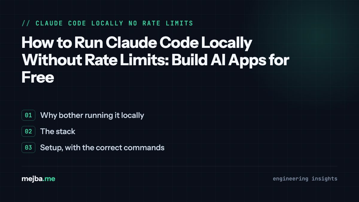 How to Run Claude Code Locally Without Rate Limits: Build AI Apps for Free - overview of why bother running it locally, the stack