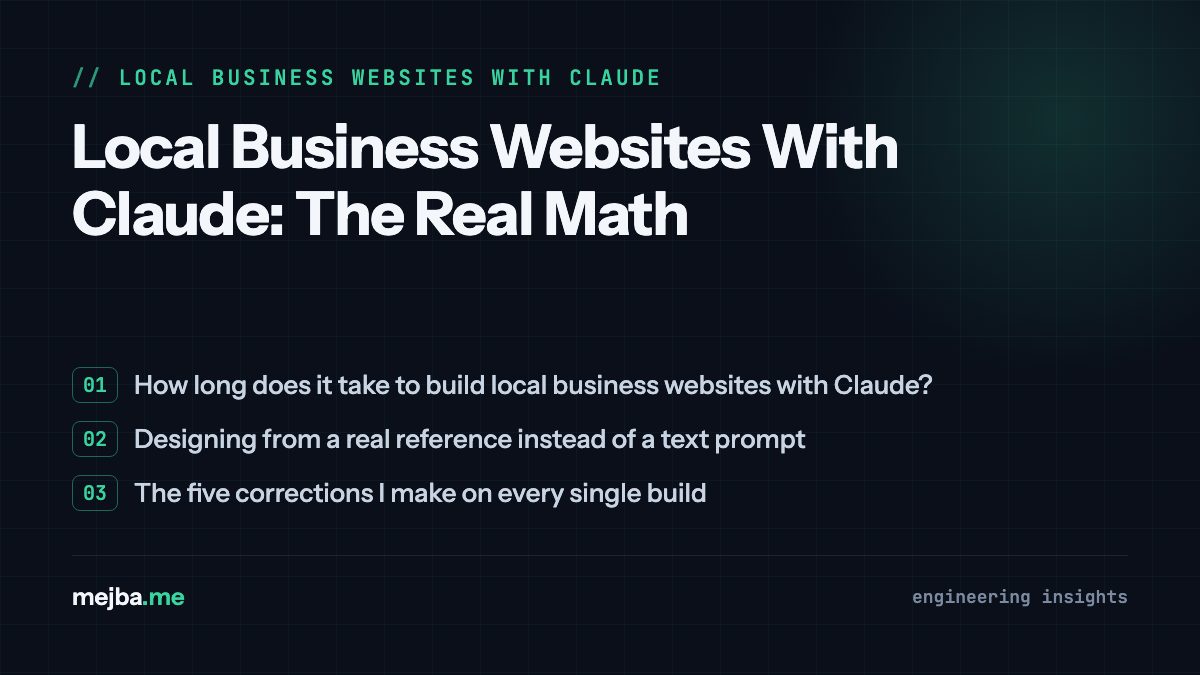 Local Business Websites With Claude: The Real Math - overview of how long does it take to build local business websites with claude?, designing from a real reference instead of a text prompt