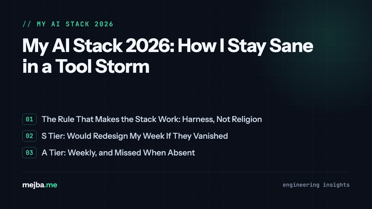 My AI Stack 2026: How I Stay Sane in a Tool Storm - overview of the rule that makes the stack work: harness, not religion, s tier: would redesign my week if they vanished