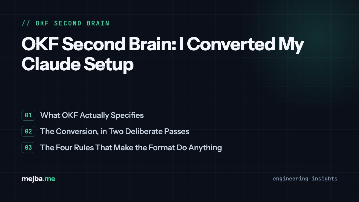 OKF Second Brain: I Converted My Claude Setup - overview of what okf actually specifies, the conversion, in two deliberate passes