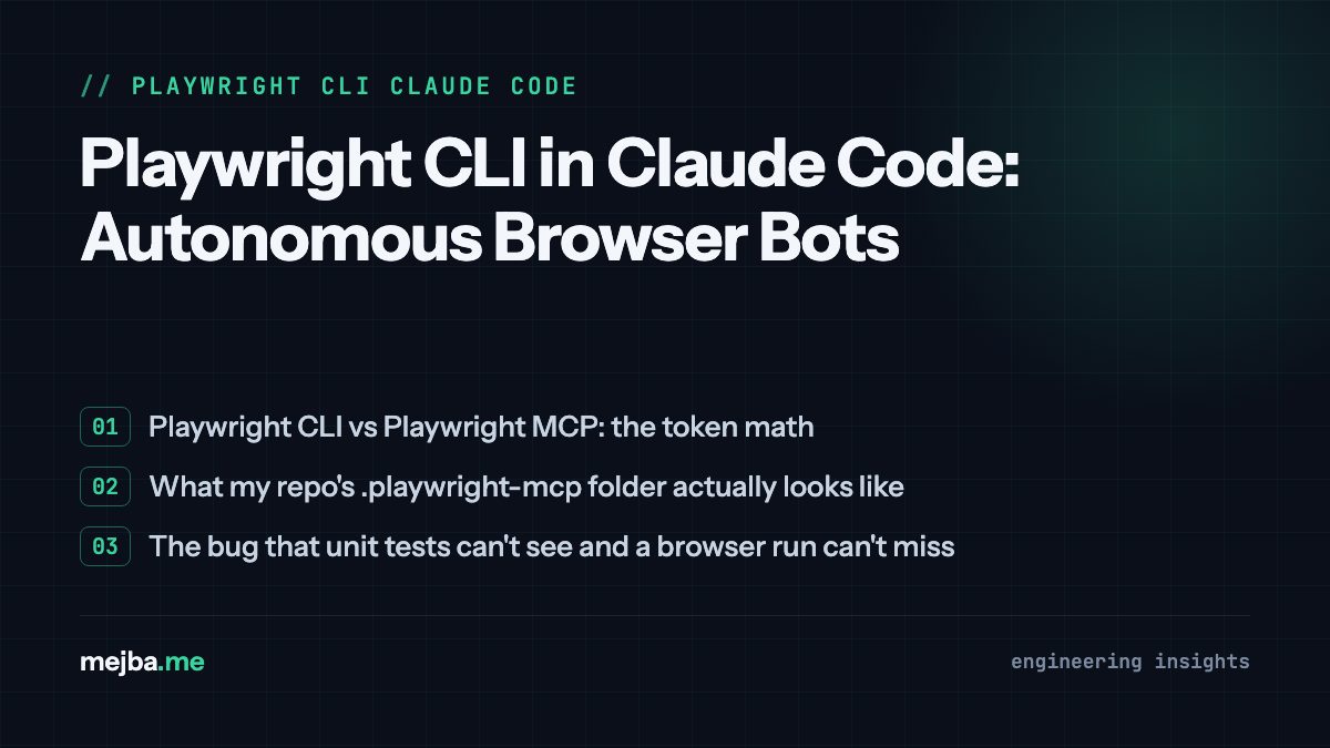 Playwright CLI in Claude Code: Autonomous Browser Bots - overview of playwright cli vs playwright mcp: the token math, what my repo's .playwright-mcp folder actually looks like