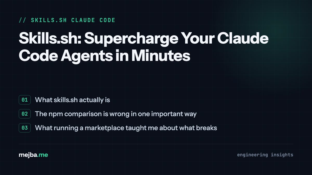 Skills.sh: Supercharge Your Claude Code Agents in Minutes - overview of what skills.sh actually is, the npm comparison is wrong in one important way