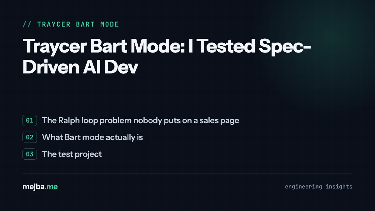 Traycer Bart Mode: I Tested Spec-Driven AI Dev - overview of the ralph loop problem nobody puts on a sales page, what bart mode actually is