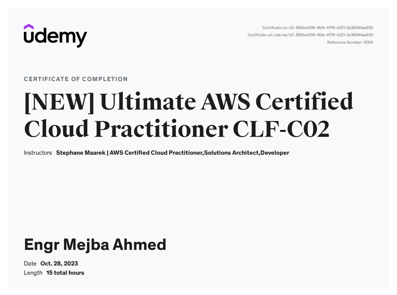AWS Cloud Practitioner Course Completion
