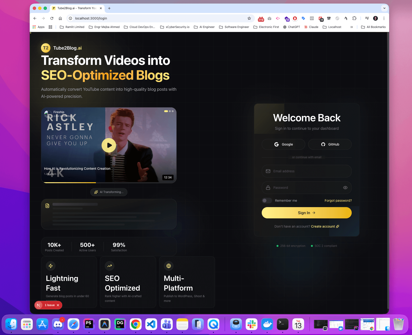 Tube2Blog.ai Dashboard - Full Admin Panel Tour (Next.js + Tailwind CSS) - Screenshot 7