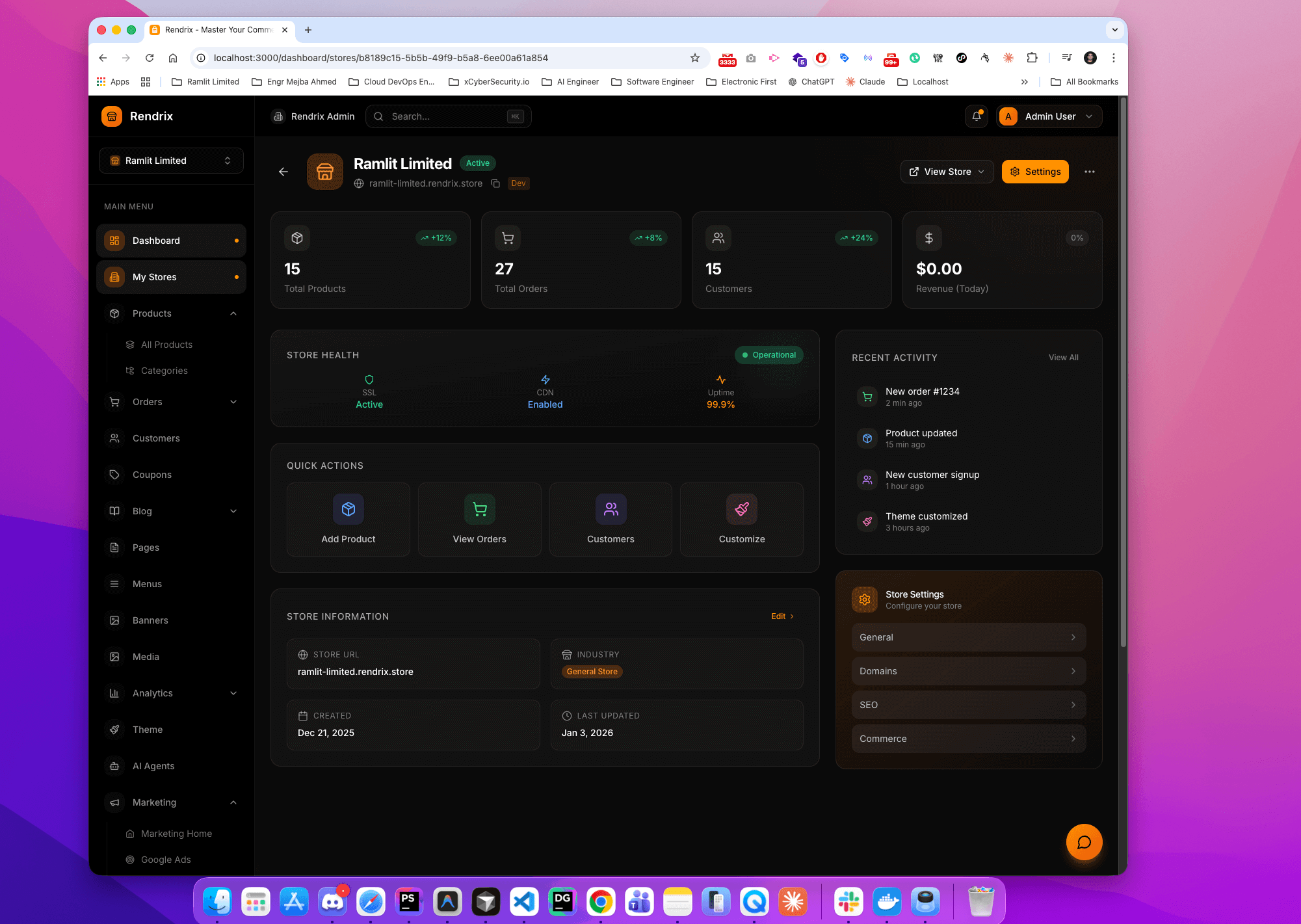 Rendrix - Multi-Tenant E-Commerce Admin Dashboard - Screenshot 3