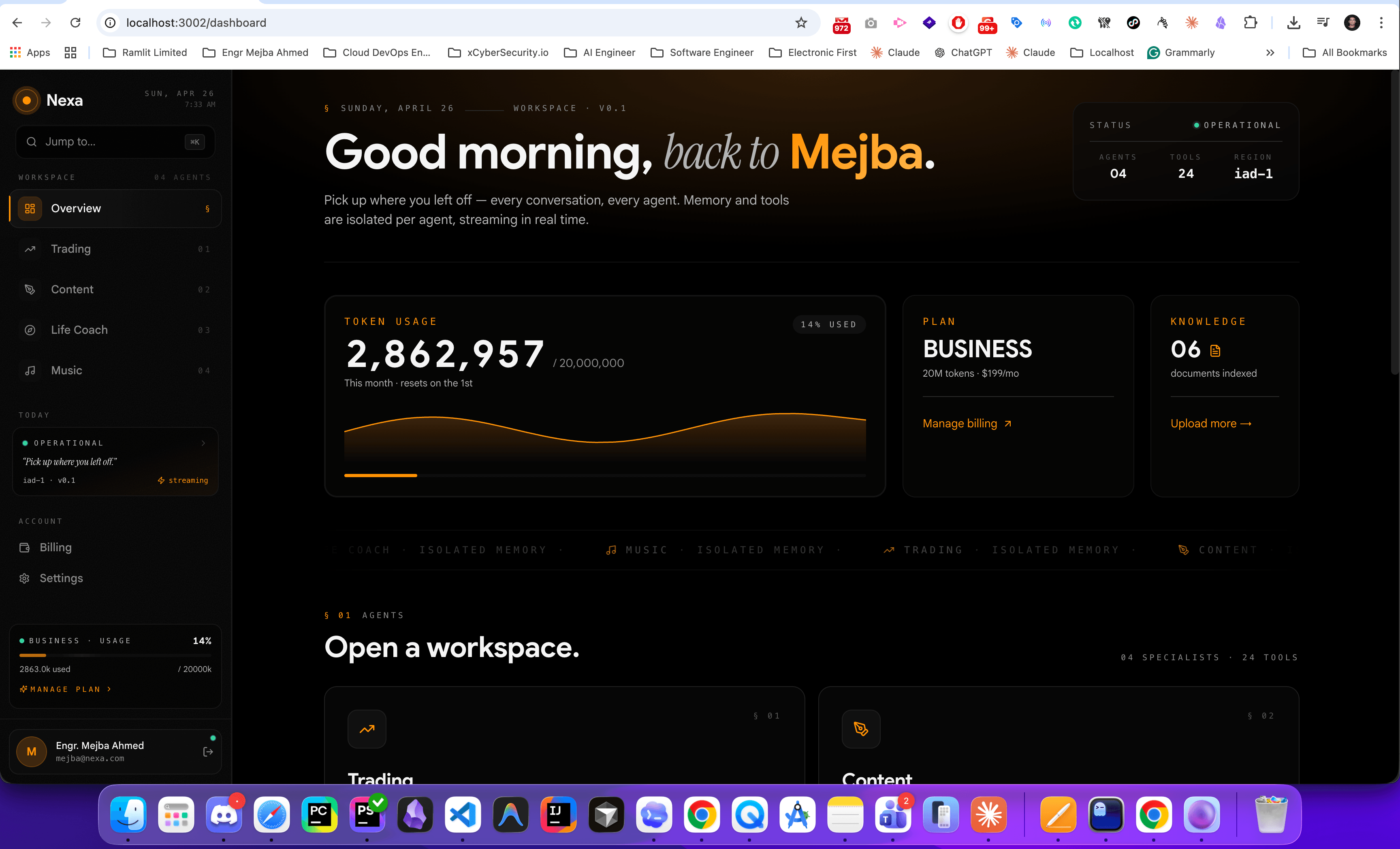 Nexa — Multi-Agent AI Dashboard with Claude-Powered Specialists