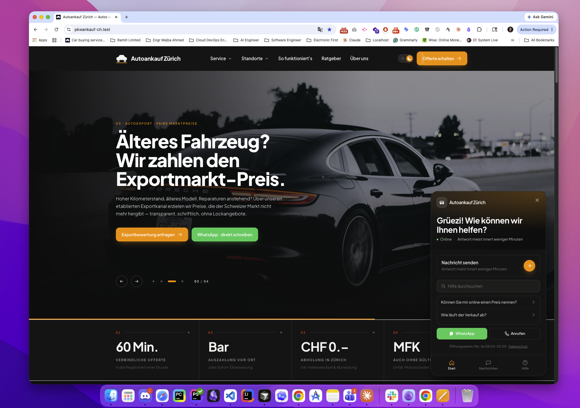 Autoankauf Zürich — Swiss Car-Buying Platform with Laravel 13 + Filament 5