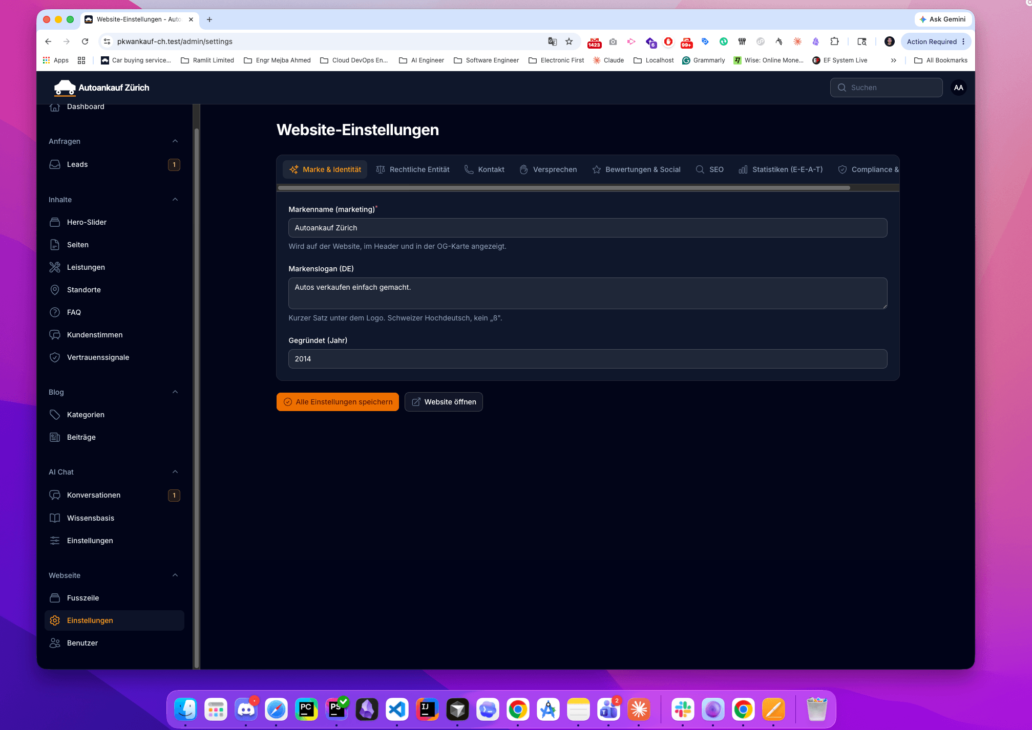 Autoankauf Zürich Admin — Filament 5 Lead Management Dashboard - Screenshot 5