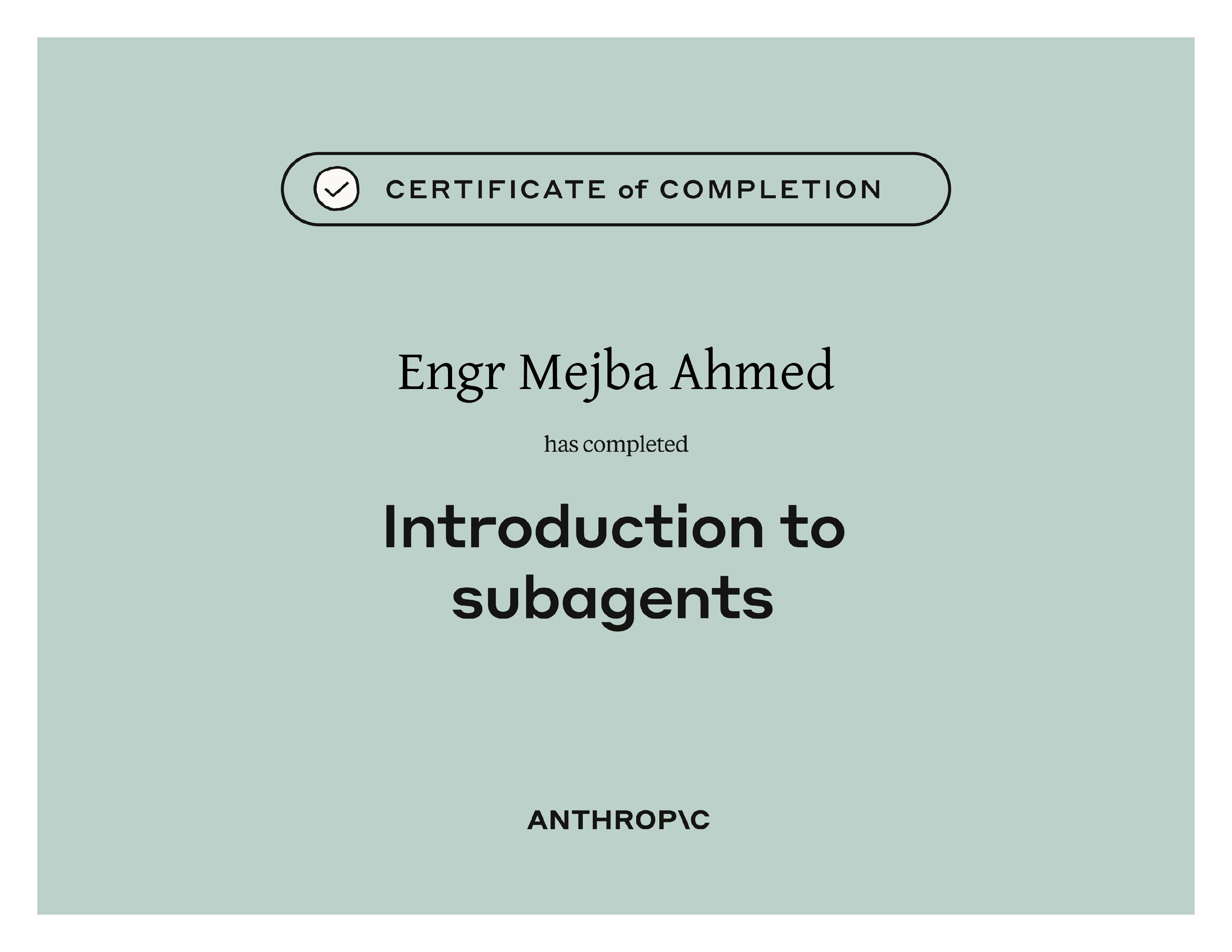 Claude Code Subagents — Anthropic Course Completion